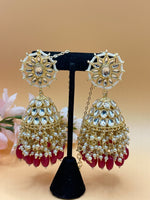 Load image into Gallery viewer, red imitation jewellery jhumkas online