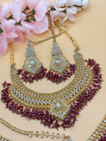 Load image into Gallery viewer, Anvi Pink Crystal Bridal Necklace Set