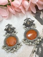 Load image into Gallery viewer, Oramge Peacock feather earring
