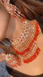 Load image into Gallery viewer, Red Choker Set In RoseGold