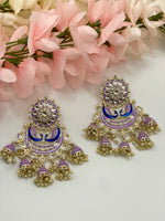 Load image into Gallery viewer, Radha Kundan Meenakari Peacock Earrings