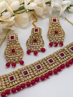 Load image into Gallery viewer, Hot pink &Gold Choker Set