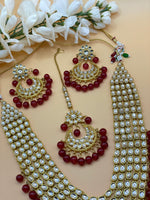 Load image into Gallery viewer, Red Kundan Long Necklace Set