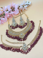 Load image into Gallery viewer, Anvi Pink Crystal Bridal Necklace Set