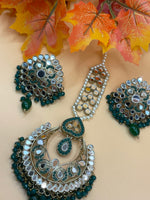 Load image into Gallery viewer, Green Mirror tika set online from indian