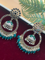 Load image into Gallery viewer, मीनाकारी ओवरसाइज़्ड मिरर झुमकी