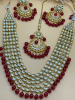 Load image into Gallery viewer, Red Kundan Long Necklace Set