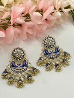Load image into Gallery viewer, Radha Kundan Meenakari Peacock Earrings