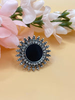 Load image into Gallery viewer, Oxidized Adjustable Mirror Rhinestone Ring