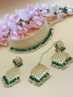 Load image into Gallery viewer, Amba loads of pearls Choker with tikka earring set