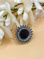 Load image into Gallery viewer, Oxidized Adjustable Mirror Rhinestone Ring