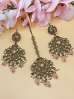 Load image into Gallery viewer, शनीज़ा बेबी पिंक पोल्की टीका सेट