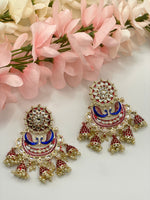 Load image into Gallery viewer, Radha Kundan Meenakari Peacock Earrings