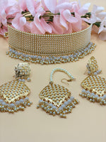 Load image into Gallery viewer, Amba loads of pearls Choker with tikka earring set