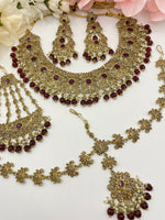 Load image into Gallery viewer, Red, maroon indian bridal set jewellery