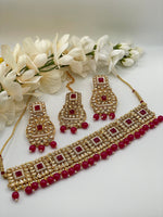Load image into Gallery viewer, Hot pink &Gold Choker Set