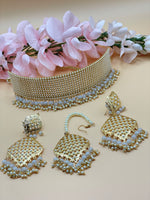Load image into Gallery viewer, Amba loads of pearls Choker with tikka earring set