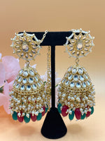 Load image into Gallery viewer, red and green imitation jewellery jhumkas online