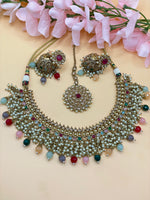 Load image into Gallery viewer, Harmeet Multi Color Polki Indian Choker Set