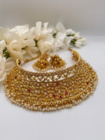 Load image into Gallery viewer, Dia The Golden Polki Choker Set