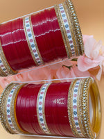Load image into Gallery viewer, Pearl Bindi Dark Red Choora