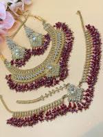 Load image into Gallery viewer, Anvi Pink Crystal Bridal Necklace Set