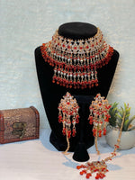 Load image into Gallery viewer, Red Choker Set In RoseGold