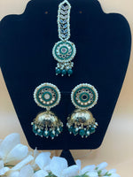 Load image into Gallery viewer, green Simple Mirror Maang Tikka Set