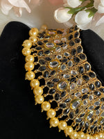 Load image into Gallery viewer, महिलाओं के लिए पारंपरिक गोल्ड पर्ल चोकर नेकलेस सेट