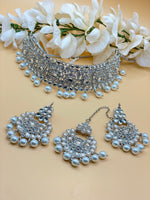 Load image into Gallery viewer, Silver Kundan Choker Set