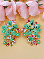 Load image into Gallery viewer, Mint Floral Oversized Earrings
