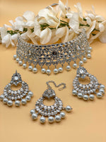 Load image into Gallery viewer, Silver Kundan Choker Set
