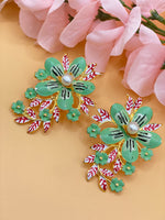 Load image into Gallery viewer, पुष्प बड़े आकार की भारतीय बालियां