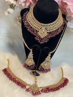Load image into Gallery viewer, Anvi Pink Crystal Bridal Necklace Set