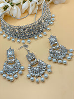 Load image into Gallery viewer, Silver Kundan Choker Set