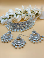 Load image into Gallery viewer, Silver Kundan Choker Set