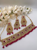 Load image into Gallery viewer, Hot pink &Gold Choker Set