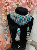 Load image into Gallery viewer, Sinu Rhinestone Blue Choker Set