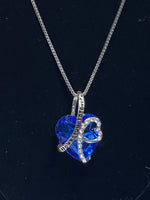 Load image into Gallery viewer, Deep Blue Crystal Heart Rhinestone Necklace