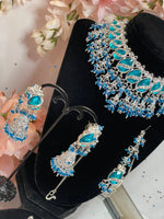 Load image into Gallery viewer, Sinu Rhinestone Blue Choker Set