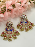 Load image into Gallery viewer, Radha Kundan Meenakari Peacock Earrings