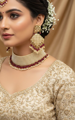 Load image into Gallery viewer, Amba loads of pearls Choker with tikka earring set