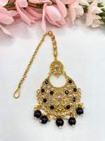 Load image into Gallery viewer, Black Indian Polki Jewellery Maang Tikkas