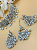 Load image into Gallery viewer, Silver Kundan Choker Set