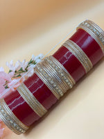 Load image into Gallery viewer, गहरा लाल पोल्की ब्राइडल चूड़ा