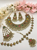 Load image into Gallery viewer, Multli color rhine stone white pearl indian bridal jewellery