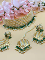 Load image into Gallery viewer, Amba loads of pearls Choker with tikka earring set