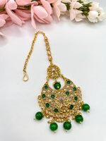 Load image into Gallery viewer, Green Indian Polki Jewellery Maang Tikkas