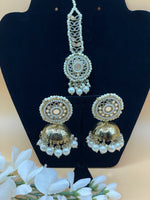 Load image into Gallery viewer, Gold Simple Mirror Maang Tikka Set