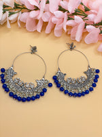 Load image into Gallery viewer, chandbali Oxidised Oversized Peacock Earrings